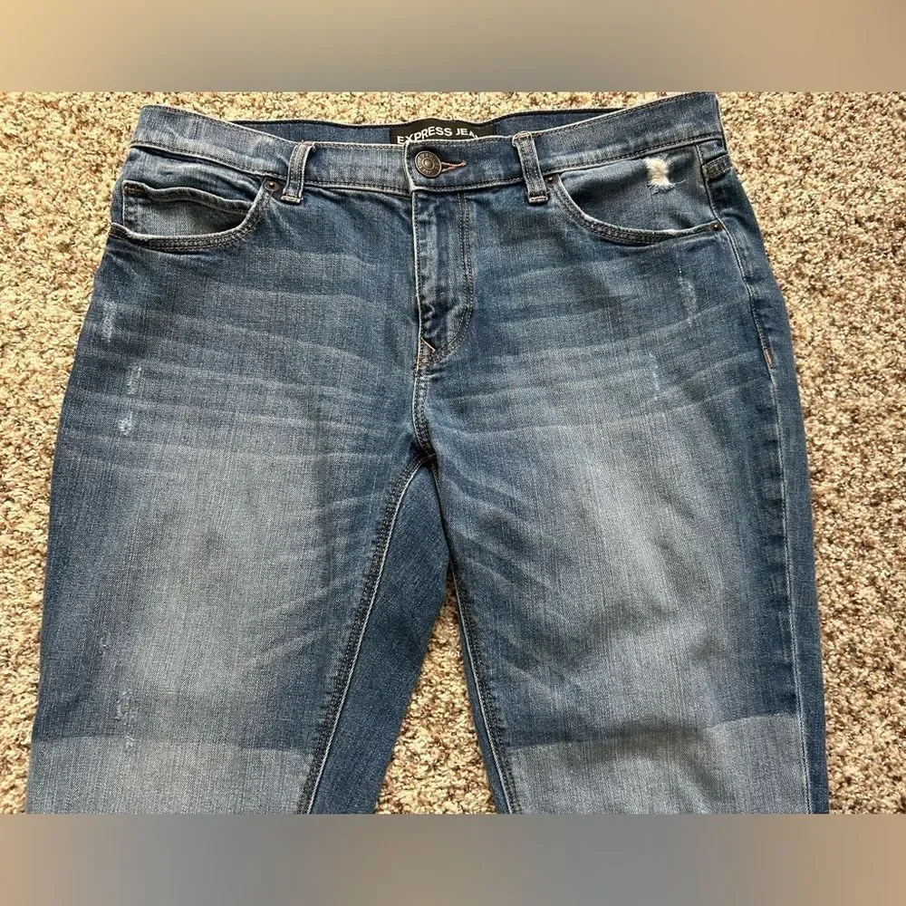 Express Women's Girlfriend Patchwork Medium Wash Relaxed Fit Jeans Size 8 - Picture 7 of 13